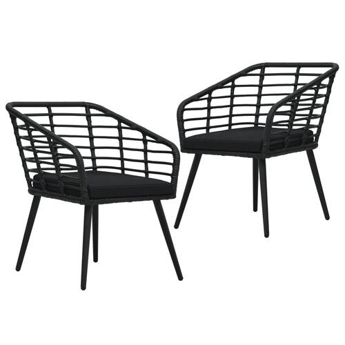 Havestole med hynder 2 stk. polyrattan sort