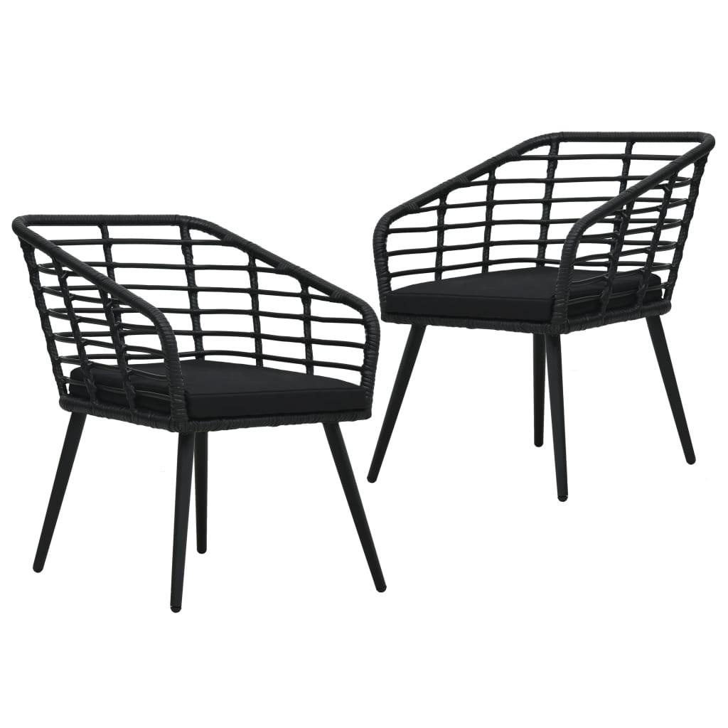 Havestole med hynder 2 stk. polyrattan sort