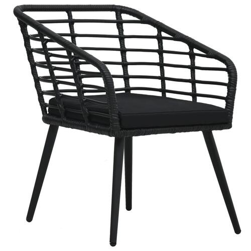 Havestole med hynder 2 stk. polyrattan sort