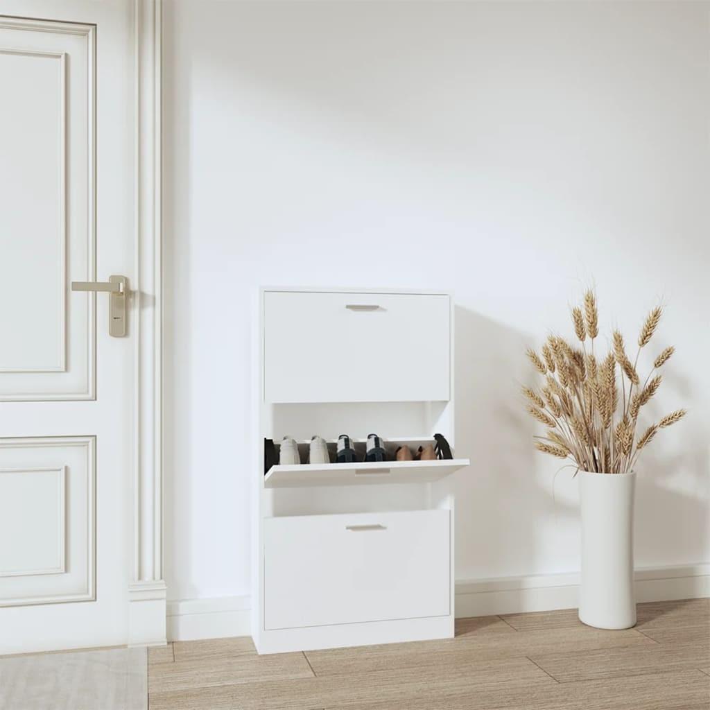 Skoskab 59x17x108 cm konstrueret træ hvid
