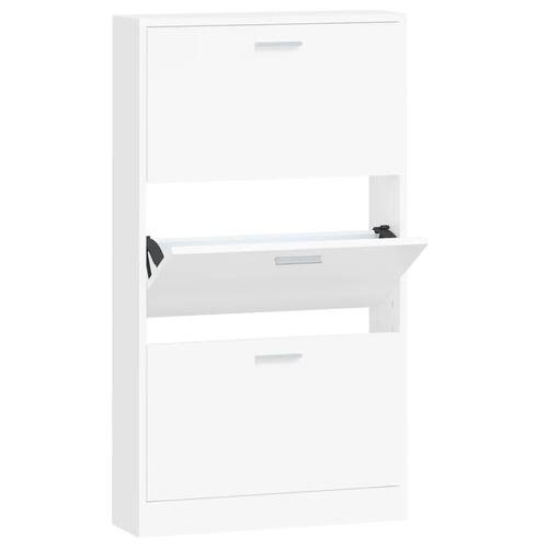 Skoskab 59x17x108 cm konstrueret træ hvid