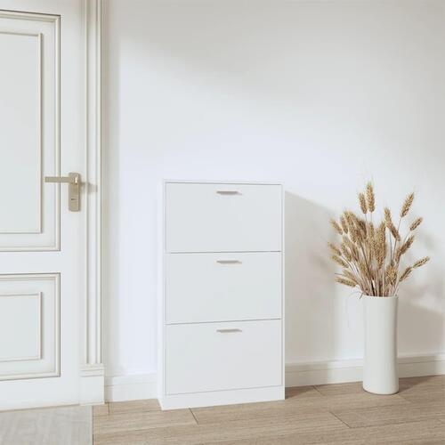 Skoskab 59x17x108 cm konstrueret træ hvid