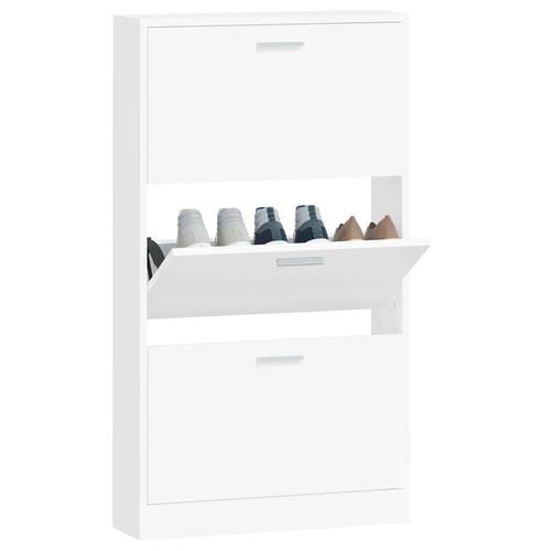 Skoskab 59x17x108 cm konstrueret træ hvid