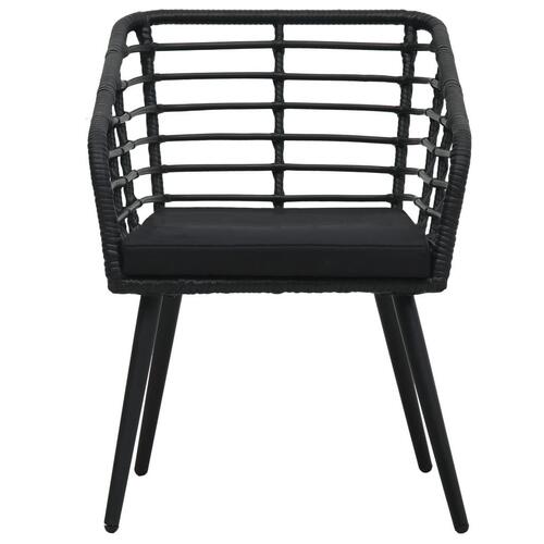 Havestole med hynder 2 stk. polyrattan sort