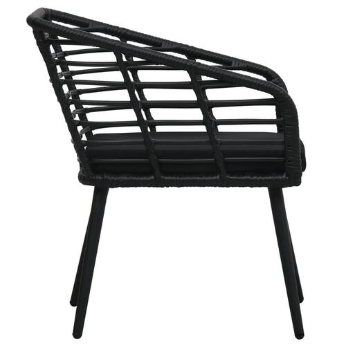 Havestole med hynder 2 stk. polyrattan sort