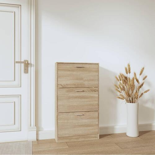 Skoskab 59x17x108 cm konstrueret træ egetræ