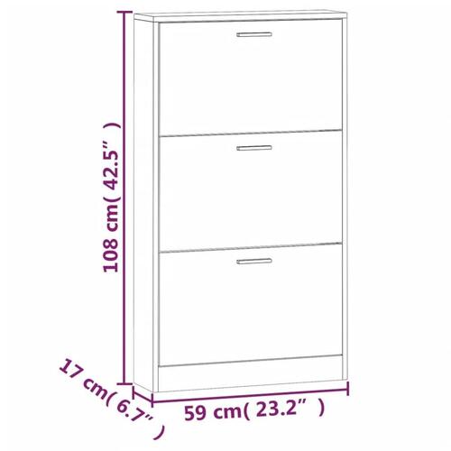 Skoskab 59x17x108 cm konstrueret træ egetræ