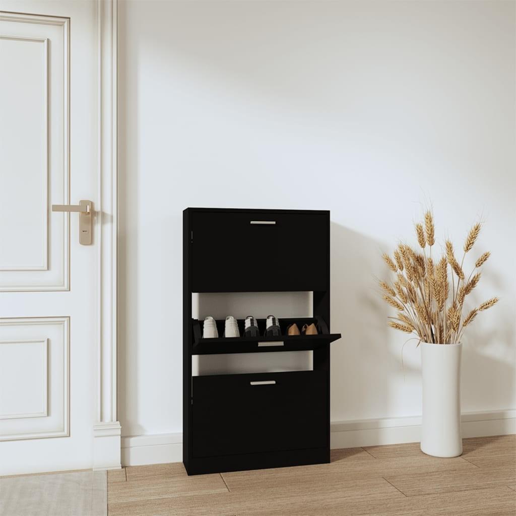 Skoskab 59x17x108 cm konstrueret træ sort