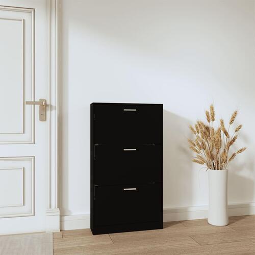 Skoskab 59x17x108 cm konstrueret træ sort
