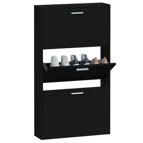 Skoskab 59x17x108 cm konstrueret træ sort