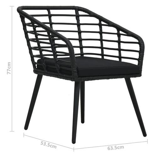 Havestole med hynder 2 stk. polyrattan sort