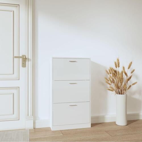 Skoreol 59x17x108 cm konstrueret træ hvid højglans