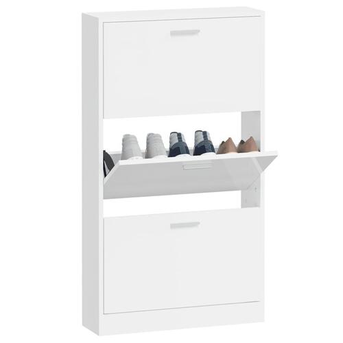 Skoreol 59x17x108 cm konstrueret træ hvid højglans