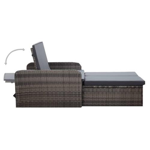 Loungesæt til haven 2 dele med hynder polyrattan grå