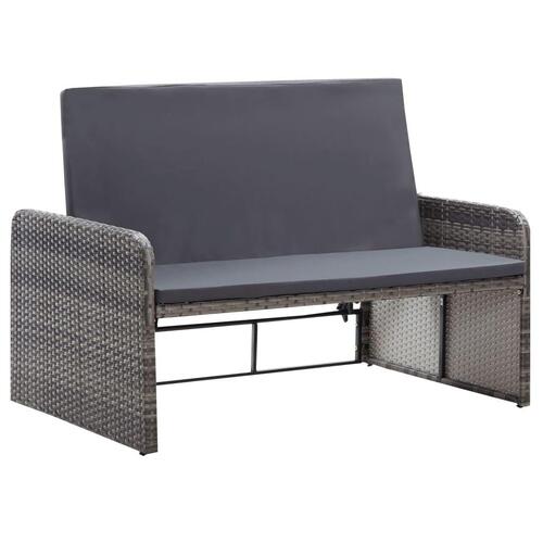 Loungesæt til haven 2 dele med hynder polyrattan grå