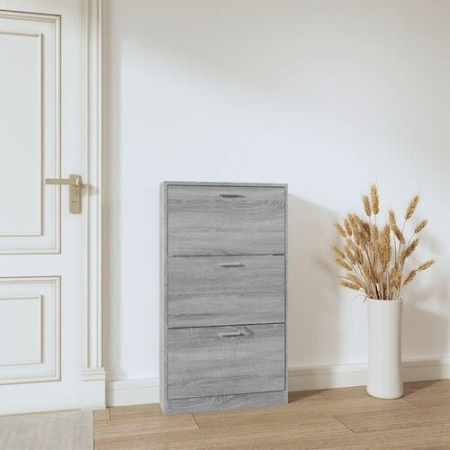Skoskab 59x17x108 cm konstrueret træ grå sonoma-eg