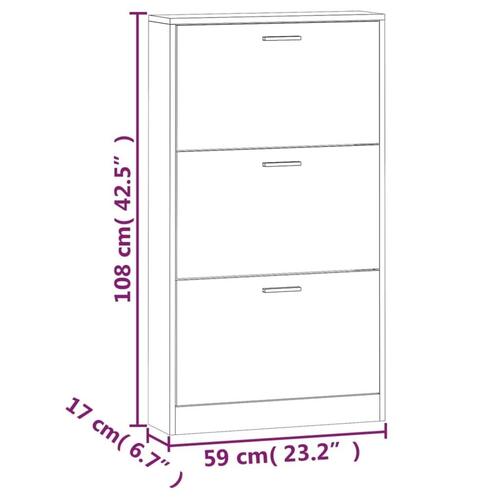 Skoskab 59x17x108 cm konstrueret træ grå sonoma-eg