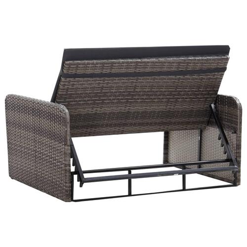 Loungesæt til haven 2 dele med hynder polyrattan grå