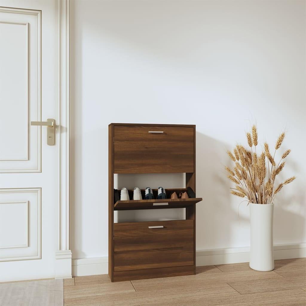 Skoreol 59x17x108 cm konstrueret træ brun egetræsfarve billede