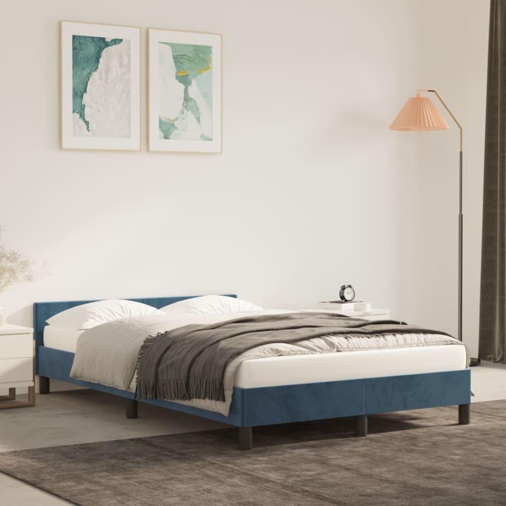 Sengeramme uden madras Mørkeblå 120x200 cm Fløjl billede