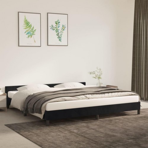 Sengeramme uden madras Sort 200x200 cm Fløjl