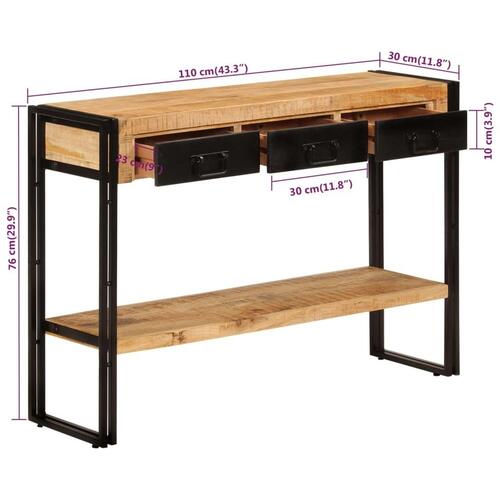 Konsolbord 110x30x76 cm massivt mangotræ