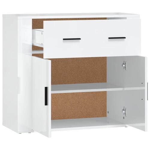 Skænk 80x33x70 cm konstrueret træ hvid højglans