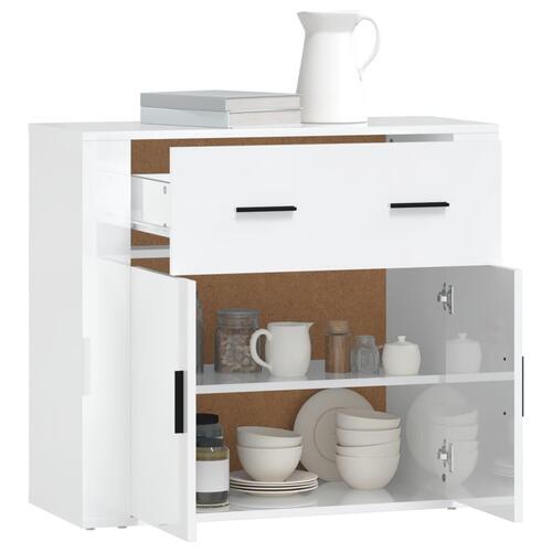 Skænk 80x33x70 cm konstrueret træ hvid højglans