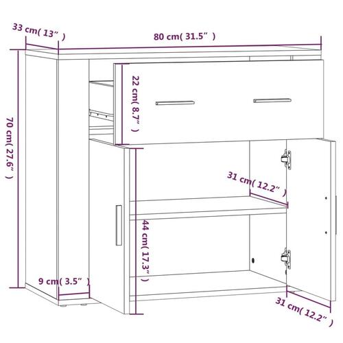 Skænk 80x33x70 cm konstrueret træ sonoma-eg