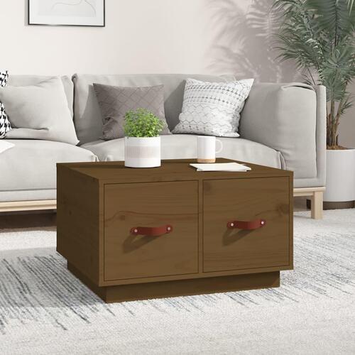 Sofabord 60x53x35 cm massivt fyrretræ gyldenbrun
