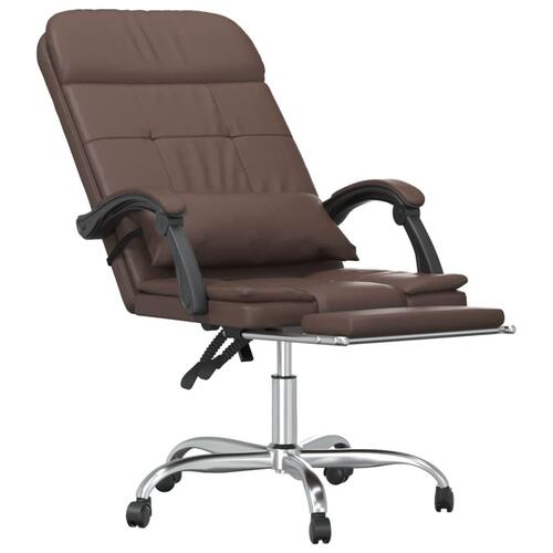 Kontorstol med massagefunktion kunstlæder brun