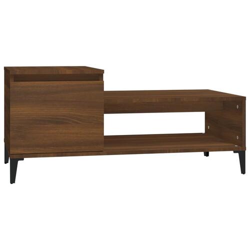 Sofabord 100x50x45 cm konstrueret træ brun egetræsfarve