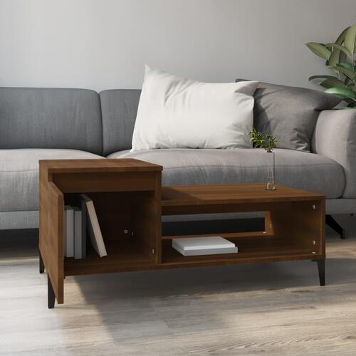 Sofabord 100x50x45 cm konstrueret træ brun egetræsfarve