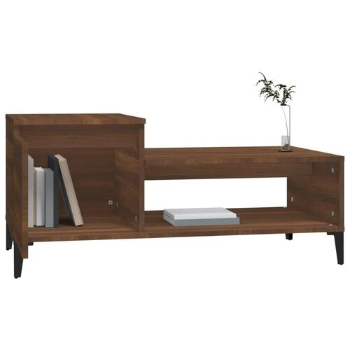 Sofabord 100x50x45 cm konstrueret træ brun egetræsfarve