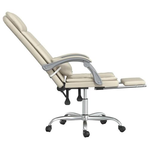 Kontorstol med massagefunktion kunstlæder cremefarvet