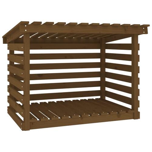 Brændestativ 108x73x79 cm massivt fyrretræ gyldenbrun