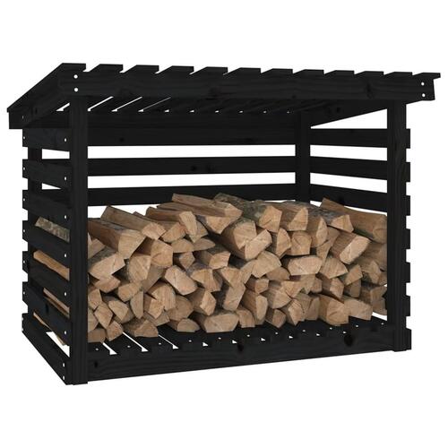 Brændestativ 108x73x79 cm massivt fyrretræ sort