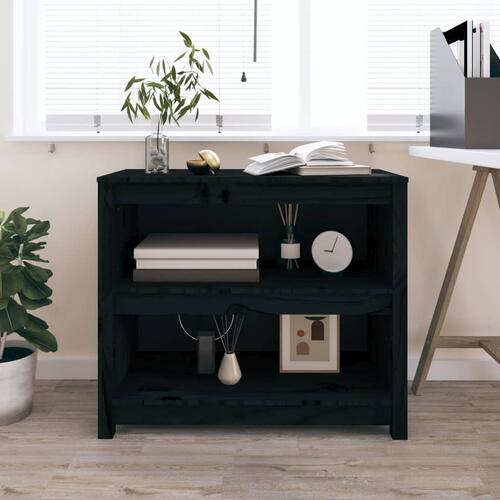 Bogreol 80x35x68 cm massivt fyrretræ sort