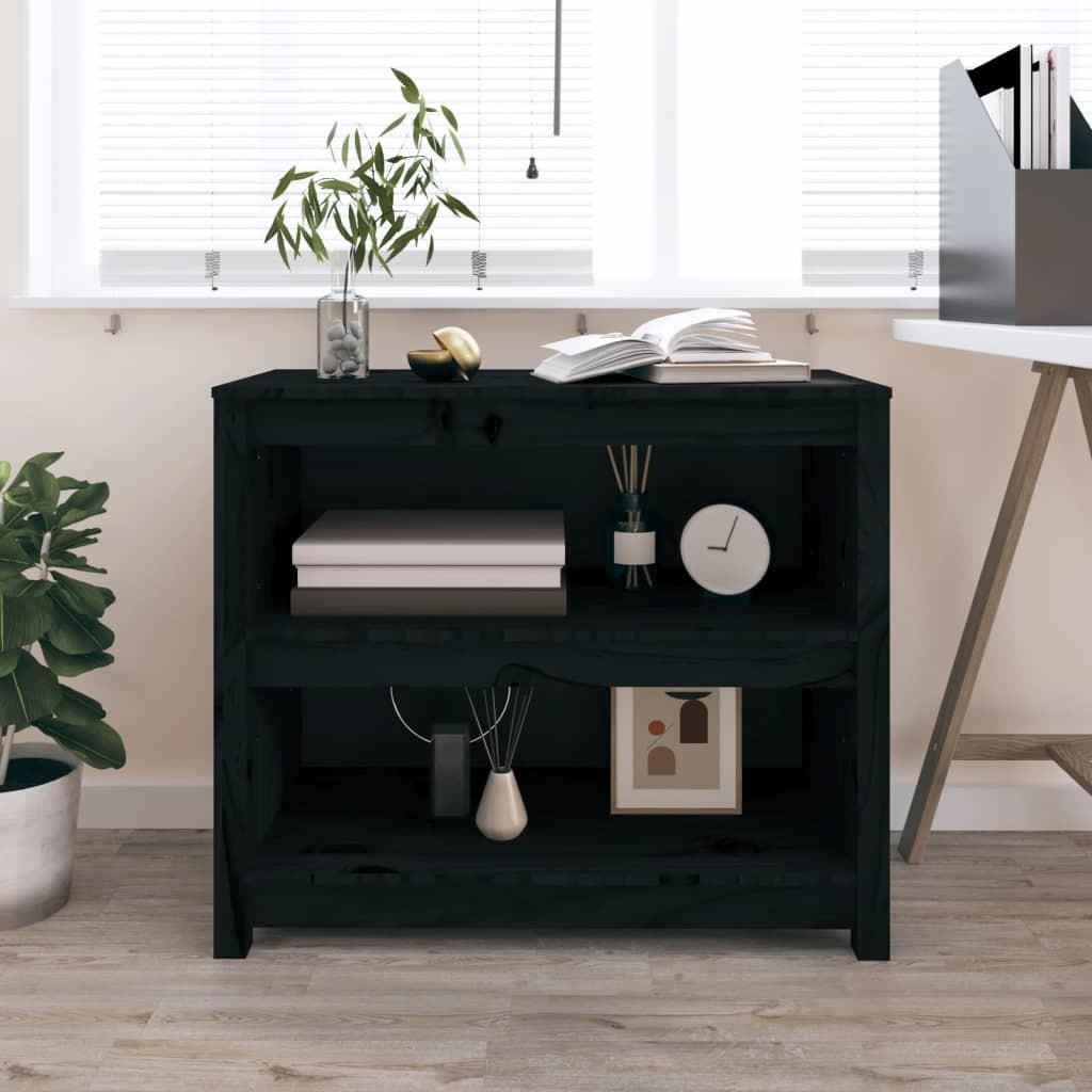 Bogreol 80x35x68 cm massivt fyrretræ sort