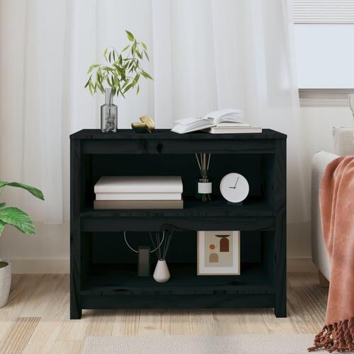 Bogreol 80x35x68 cm massivt fyrretræ sort
