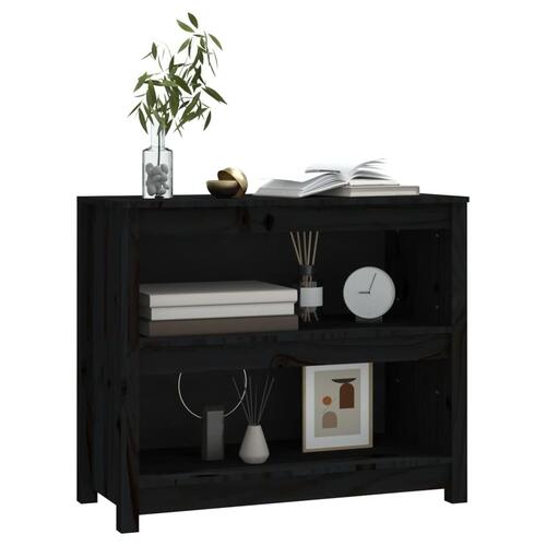 Bogreol 80x35x68 cm massivt fyrretræ sort