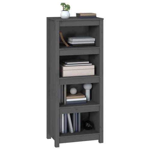 Bogreol 50x35x125,5 cm massivt fyrretræ grå