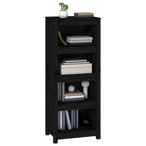 Bogreol 50x35x125,5 cm massivt fyrretræ sort