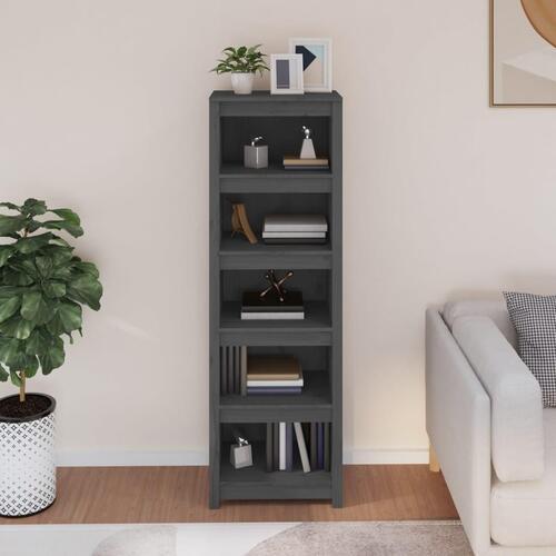 Bogreol 50x35x154 cm massivt fyrretræ grå