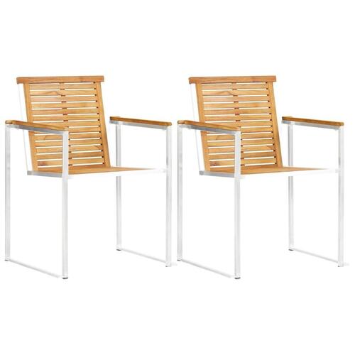Havestole 2 stk. massivt teak og rustfrit stål