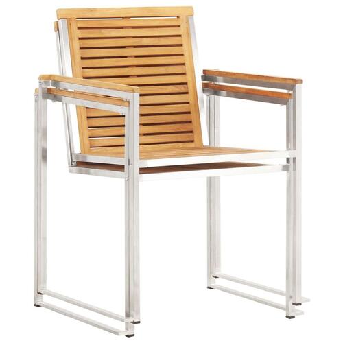 Havestole 2 stk. massivt teak og rustfrit stål