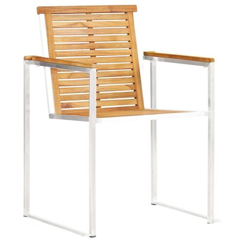 Havestole 2 stk. massivt teak og rustfrit stål