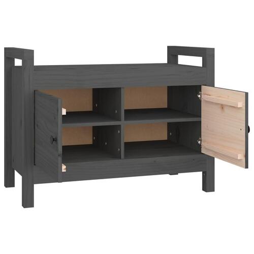 Entrébænk 80x40x60 cm massivt fyrretræ grå