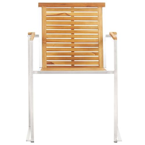 Havestole 2 stk. massivt teak og rustfrit stål