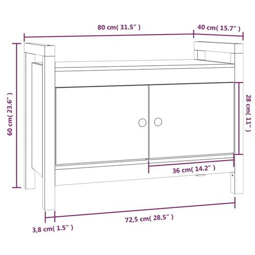 Entrébænk 80x40x60 cm massivt fyrretræ grå
